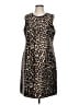 J.Crew 100% Polyester Animal Print Brown Cocktail Dress Size 2X (estimated) - photo 1