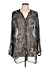 Susan Graver Paisley Gray Long Sleeve Blouse Size L - photo 1