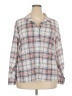 Love Potion 100% Polyester Plaid Ivory Long Sleeve Blouse Size 3X - photo 1