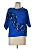 Oleg Cassini 100% Silk Blue 3/4 Sleeve Silk Top Size L - photo 1