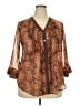 Coldwater Creek 100% Polyester Brown 3/4 Sleeve Blouse Size 18 - photo 1