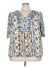 Rose + Olive 100% Polyester Blue 3/4 Sleeve Blouse Size 3X - photo 1