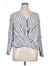 a.n.a. A New Approach 100% Rayon Stripes Silver Long Sleeve Blouse Size XL - photo 1