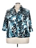 Apt. 9 Animal Print Teal 3/4 Sleeve Button-Down Shirt Size 3X (estimated) - photo 1