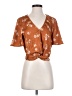 June & Hudson 100% Polyester Brown Short Sleeve Blouse Size S - photo 1