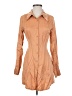 Missguided Tan 3/4 Sleeve Button-Down Shirt Size 2 - photo 1