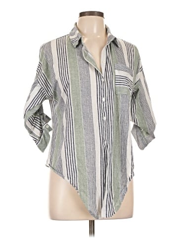 Unbranded 3/4 Sleeve Button-Down Shirt (view 1)