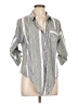 Unbranded Stripes Green 3/4 Sleeve Button-Down Shirt Size L - photo 1