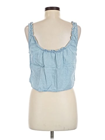 Madewell Denim Ruffled U-Neck Crop Top in Cloebury Wash (view 2)