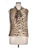 Talbots 100% Silk Animal Print Brown Sleeveless Silk Top Size 14 - photo 1