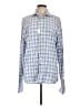 Express Design Studio Checkered-gingham Blue Long Sleeve Button-Down Shirt Size L - photo 1