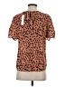 Papermoon 100% Polyester Animal Print Brown Short Sleeve Blouse Size XS - photo 2