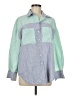 Akaiv Color Block Green Long Sleeve Blouse Size M - photo 1