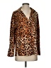 Zara Animal Print Brown Long Sleeve Blouse Size XS - photo 1