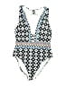 Unbranded Print Black One Piece Swimsuit Size 16 (estimated) - photo 1