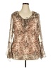 Ashley Stewart 100% Polyester Brown Long Sleeve Blouse Size 20 Plus - photo 1