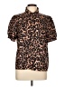 Unbranded 100% Polyester Animal Print Brown Short Sleeve Blouse Size L - photo 1