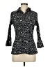 Fred David Animal Print Black 3/4 Sleeve Button-Down Shirt Size M - photo 1