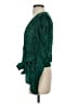 Parker Green Long Sleeve Silk Top Size S - photo 5