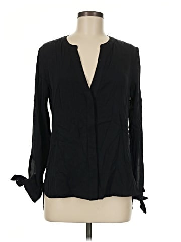 Theory Long Sleeve Silk Top (view 1)