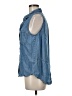 Signature 8 Blue Sleeveless Button-Down Shirt Size M - photo 5