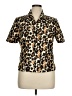 Le Suit 100% Polyester Animal Print Brown Short Sleeve Blouse Size 14 (petite) - photo 1