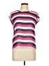 Tulle 100% Polyester Stripes Pink Short Sleeve Top Size L - photo 1