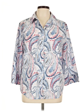 Alfred Dunner 3/4 Sleeve Button Down Shirt