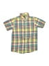 Tea 100% Cotton Plaid Yellow Blue Short Sleeve Button-Down Shirt Size 10 - photo 1