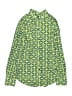 Lesley Evers 100% Cotton Print Green Long Sleeve Button-Down Shirt Size XXS - photo 1
