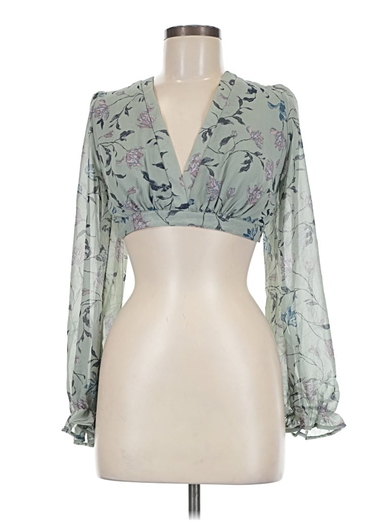 Pre-owned Blush 3/4 Sleeve Blouse In Green