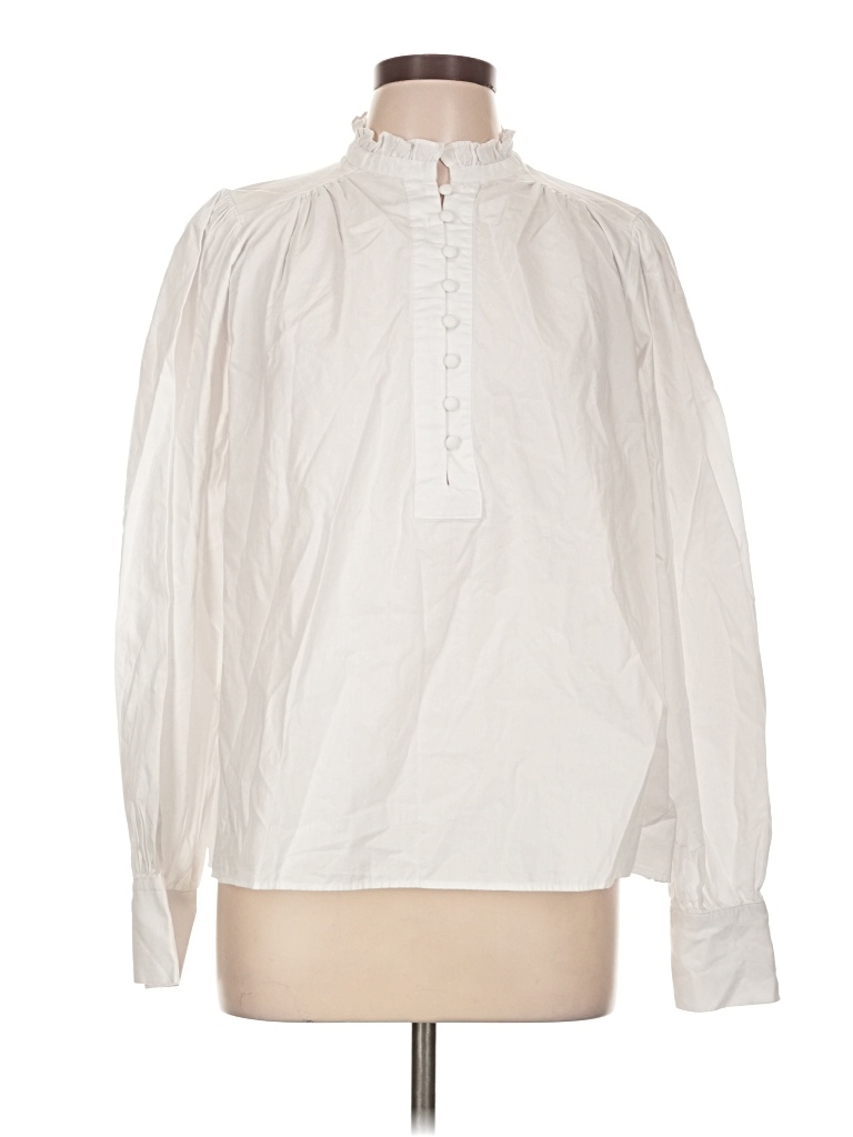 Pre-owned H&m Long Sleeve Blouse In White