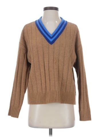 Madewell Tipped V-Neck Oversized Sweater (view 1)