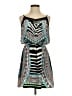 Express 100% Polyester Graphic Teal Casual Dress Size S - photo 1