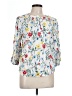 St. John's Bay Floral White 3/4 Sleeve Blouse Size L - photo 1