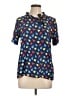 ModCloth Hearts Blue Short Sleeve Blouse Size L - photo 1