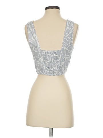 Madewell Linen-Blend Gwen Crop Vest Top in Abstract Flora (view 2)