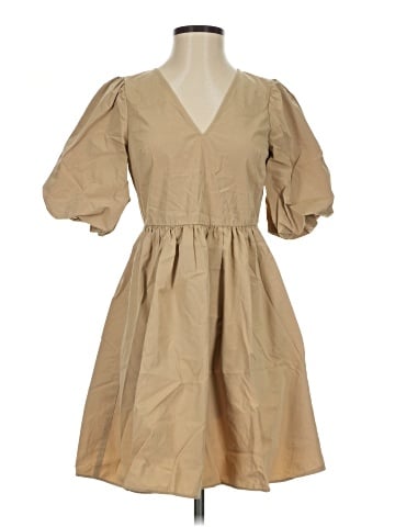 Madewell Poplin V-Neck Bubble-Sleeve Mini Dress (view 1)