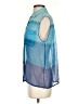 Equipment 100% Silk Color Block Blue Sleeveless Silk Top Size XS - photo 5