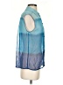 Equipment 100% Silk Color Block Blue Sleeveless Silk Top Size XS - photo 4