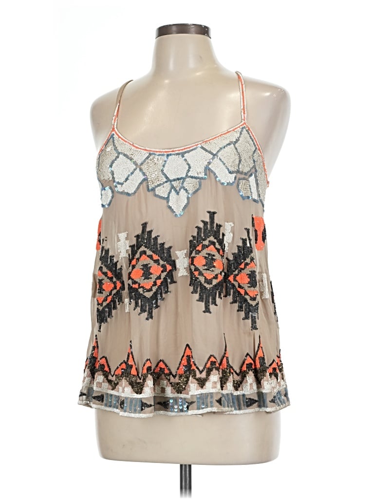 Pre-owned Allsaints Spitalfields Sleeveless Silk Top Gray Halter Neckline Tops