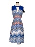 BCBGMAXAZRIA 100% Polyester Chevron-herringbone Blue Casual Dress Size 2 - photo 1