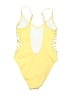 Pink Solid Yellow One Piece Swimsuit Size S (estimated) - photo 2