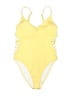 Pink Solid Yellow One Piece Swimsuit Size S (estimated) - photo 1