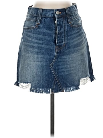 Madewell Rigid Denim Straight Mini Skirt: Destructed Edition (view 1)