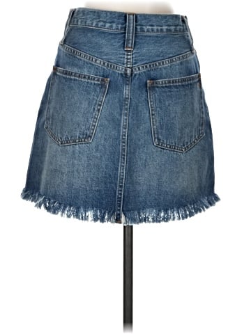 Madewell Rigid Denim Straight Mini Skirt: Destructed Edition (view 2)