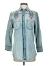 Sandrine Rose Blue 3/4 Sleeve Button-Down Shirt Size S - photo 1