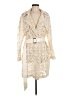 Chico's 100% Polyester Solid Ivory Trenchcoat Size Med (1) - photo 1