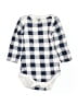 Hb 100% Cotton Checkered-gingham Blue Long Sleeve Onesie Size 3-6 mo - photo 1