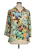 Investments 100% Polyester Floral Blue 3/4 Sleeve Blouse Size XL - photo 1